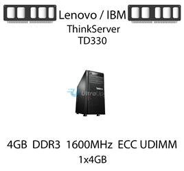 Pamięć RAM 4GB DDR3 dedykowana do serwera Lenovo / IBM ThinkServer TD330, ECC UDIMM, 1600MHz, 1.35V, 2Rx8 - 00D5012