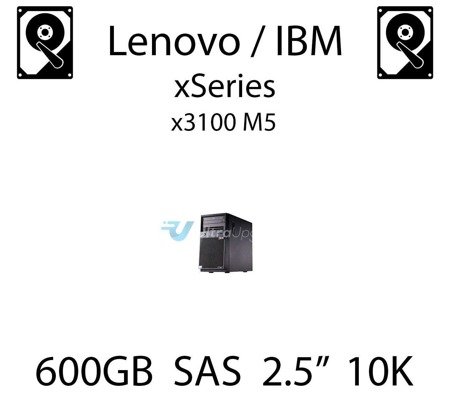 600GB 2.5" dedykowany dysk serwerowy SAS do serwera Lenovo / IBM System x3100 M5, HDD Enterprise 10k, 600MB/s - 90Y8872 (REF)