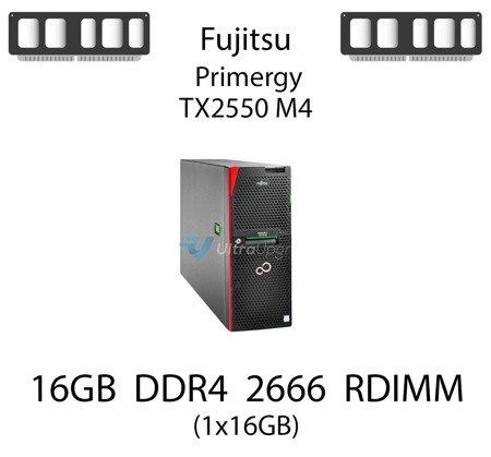 Pamięć RAM 16GB DDR4 dedykowana do serwera Fujitsu Primergy TX2550 M4, RDIMM, 2666MHz, 1.2V, 1Rx4